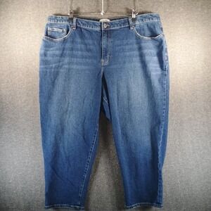 Lane Bryant Jeans Women 22 Mid Rise Boyfriend Capri Medium Wash Stretch Plus